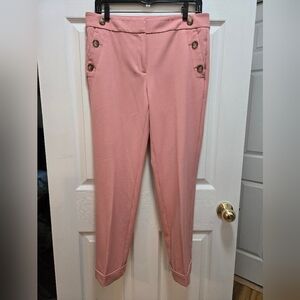 Loft straight leg, cuffed pants, pink, size 6